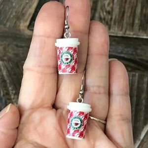 Coffee Lover’s Latte Mug Cup Handmade Holiday Drop Earrings 2 NWT